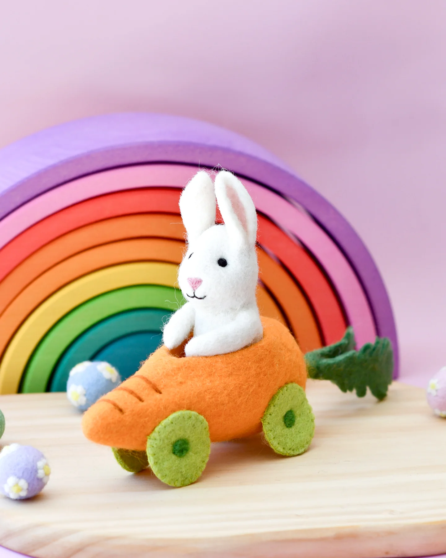 Felt Rabbit in Carrot Car-Fun-Little Fish Co.