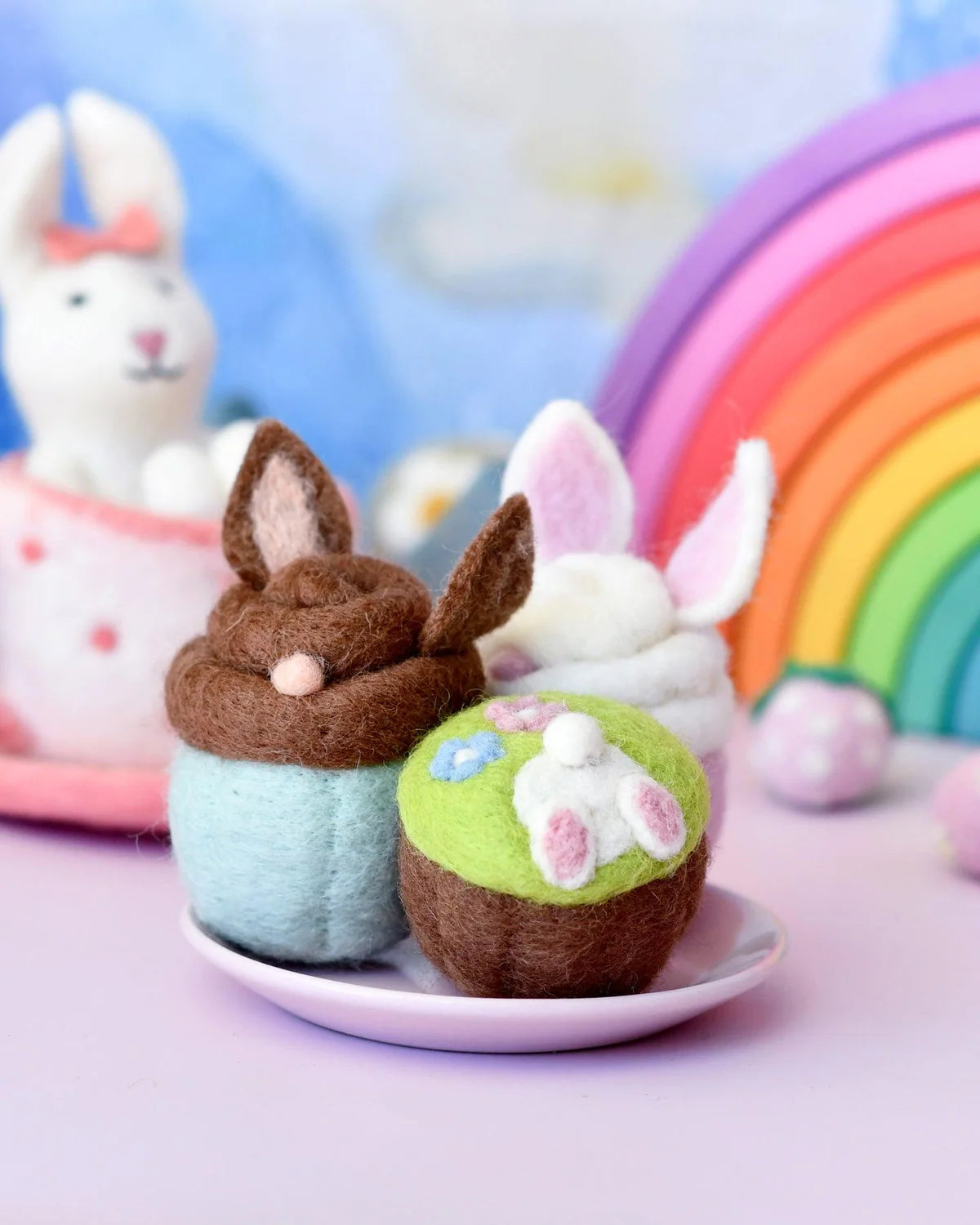 Felt Easter Bunny Cupcakes - Set of 3-Fun-Little Fish Co.