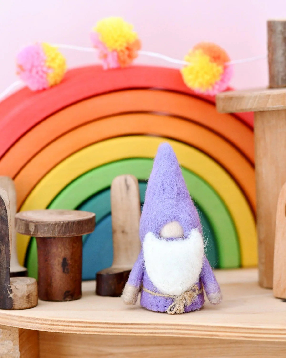 Pastel Purple Felt Gnome Peg Doll-Little Fish Co.
