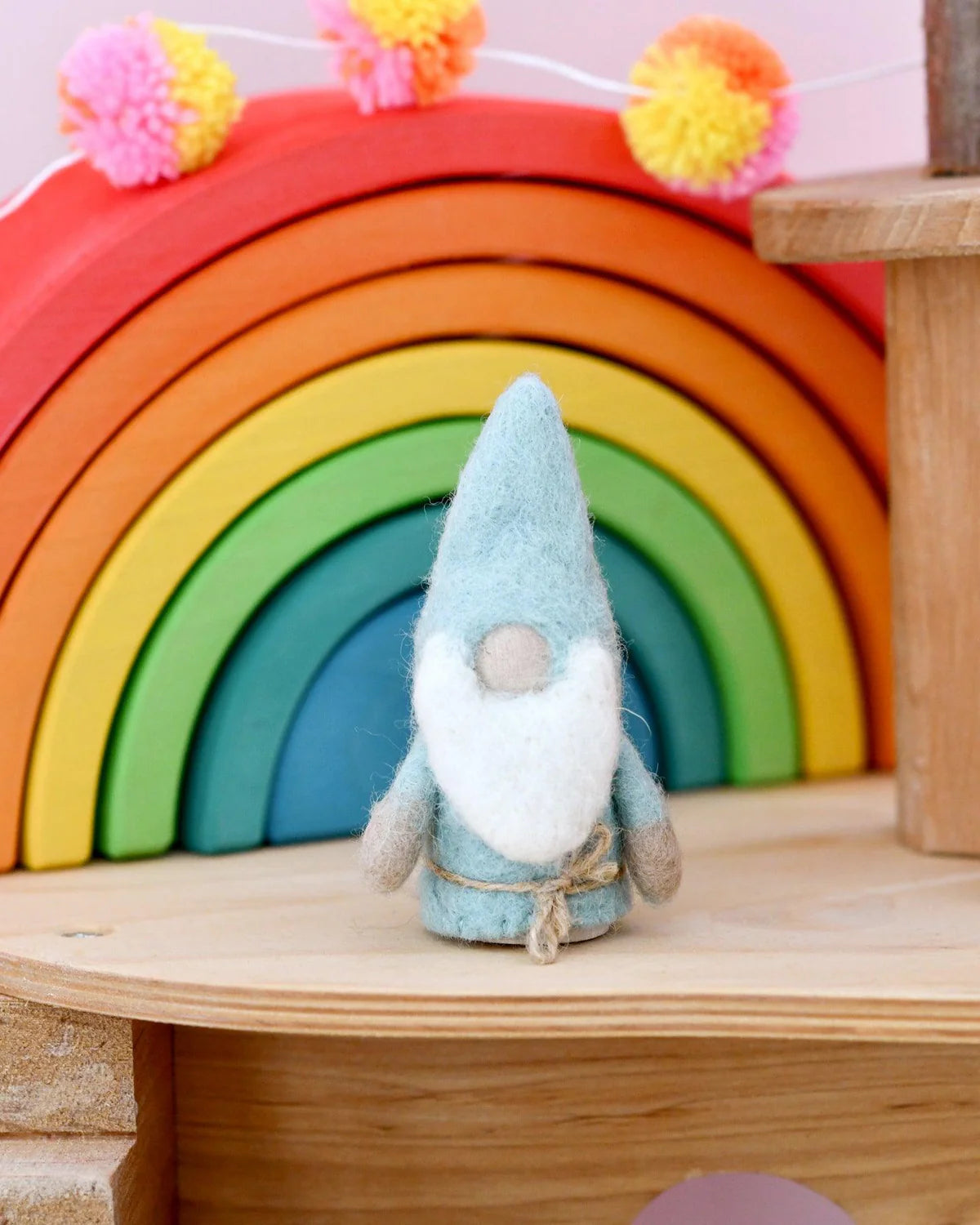 Pastel Blue Felt Gnome Peg Doll