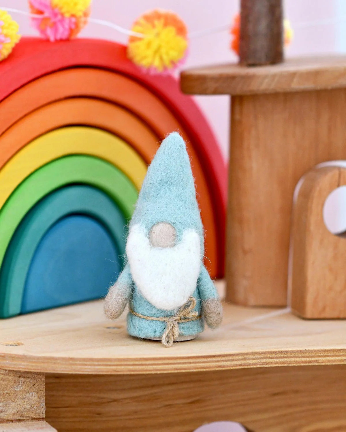 Pastel Blue Felt Gnome Peg Doll-Little Fish Co.