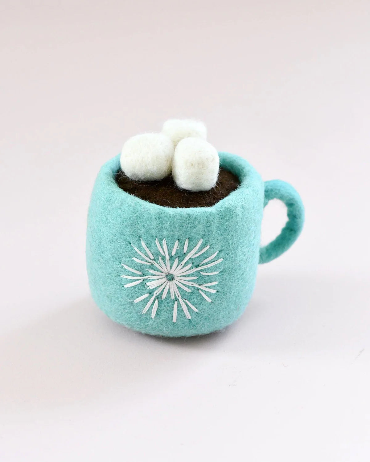 Felt Hot Coco with marshmallows (blue cup)