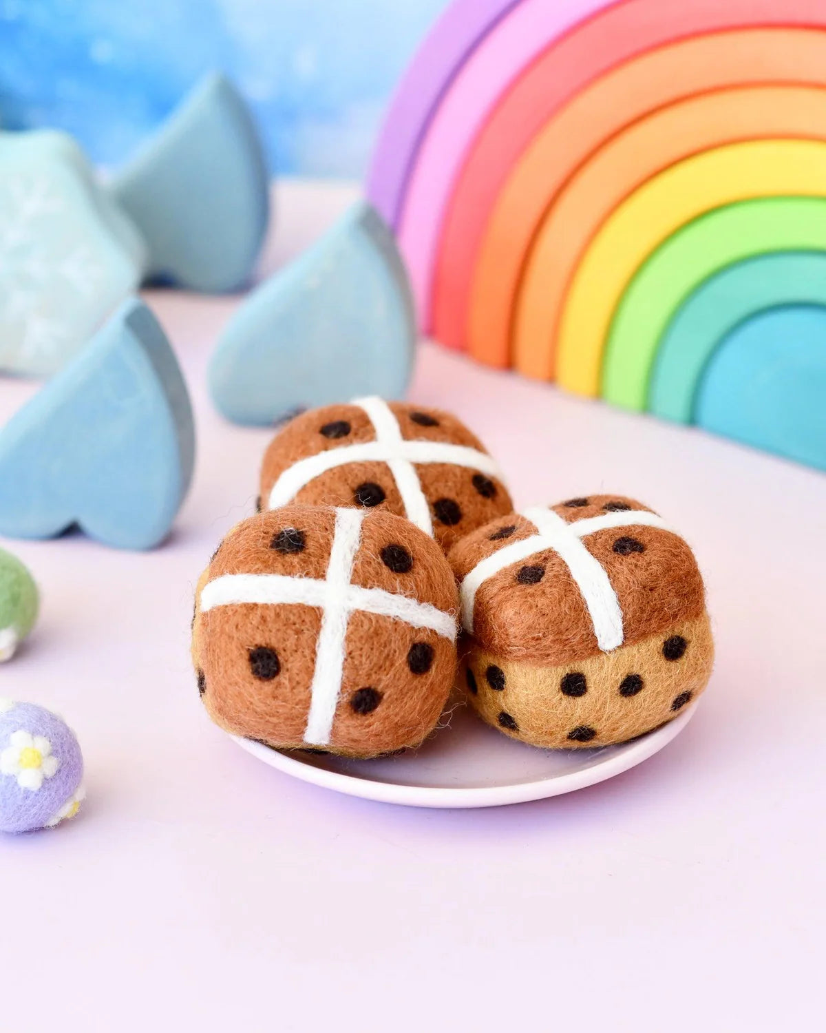 Felt Hot cross buns ( set of 3)-Little Fish Co.