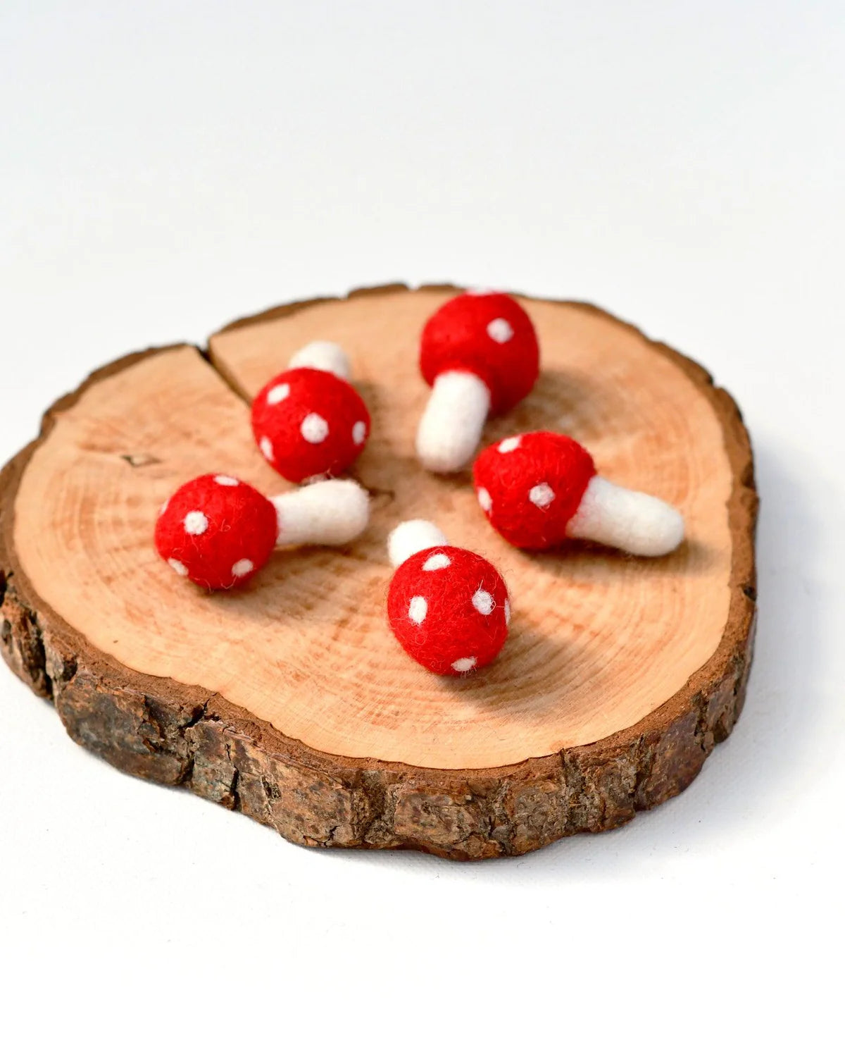 Felt Red Mushrooms - set of 5-Little Fish Co.