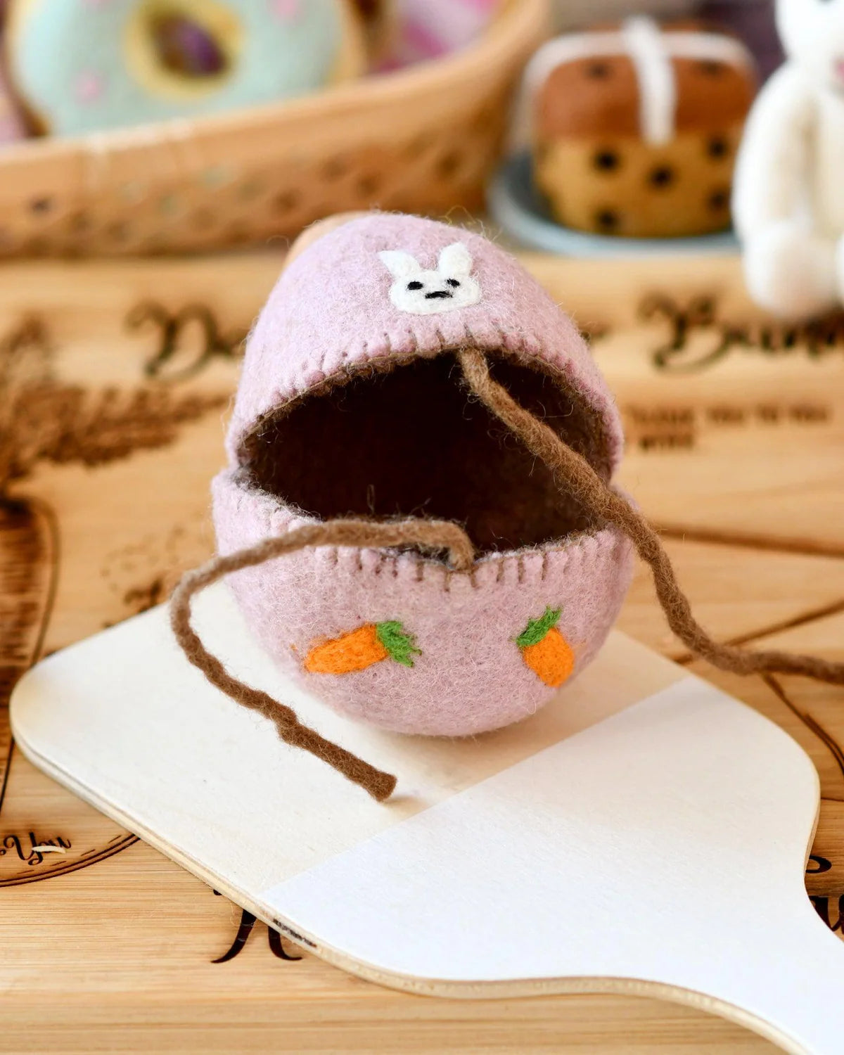 Felt Egg Cover - Pink with Bunny Motif-Little Fish Co.