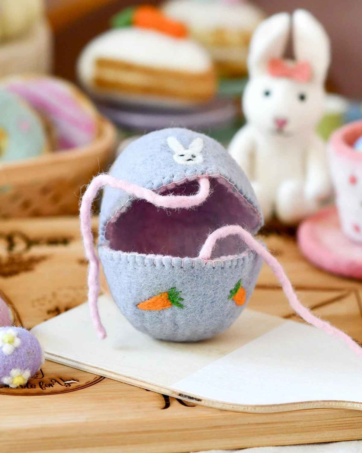 Felt Egg Cover - Purple with Bunny Motif-Little Fish Co.