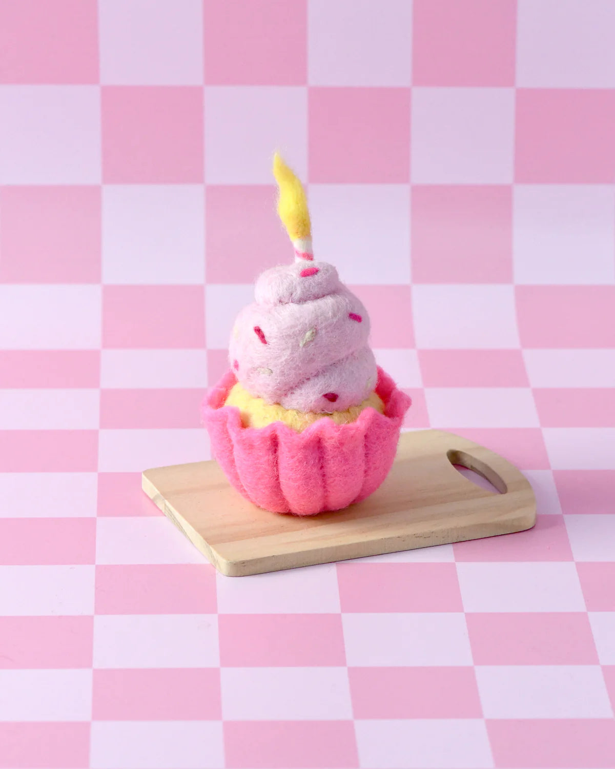 Felt Giant Pink Vanilla Cupcake with Candle-Fun-Little Fish Co.