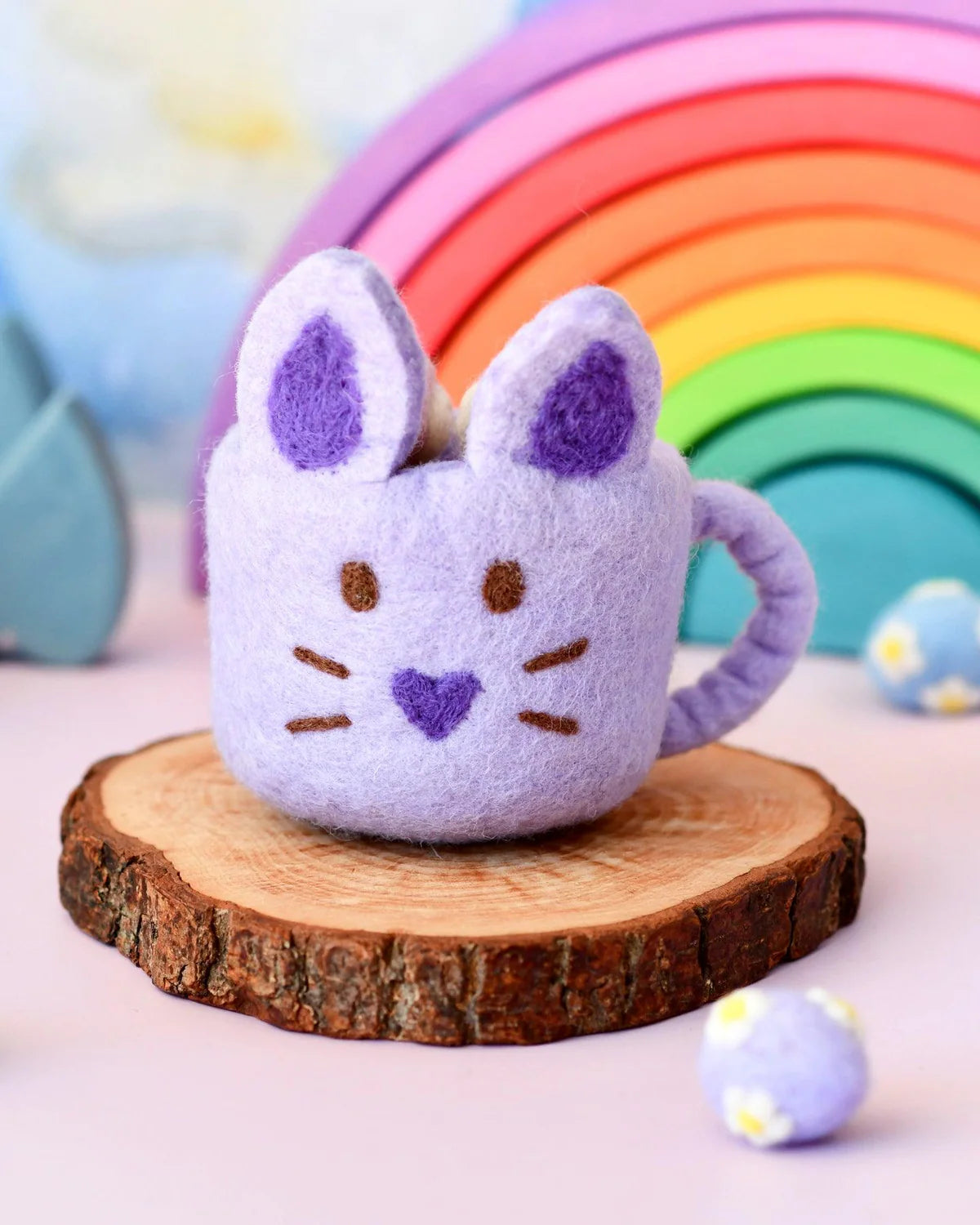 Lilac Felt Easter hot chocolate mug with Marshmallows-Little Fish Co.