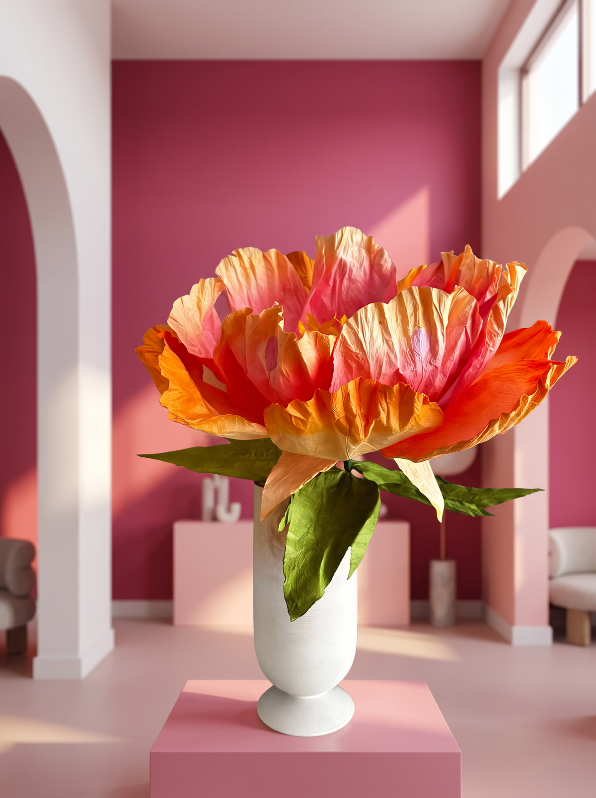 Handmade Paper Dancing flower - Apricot