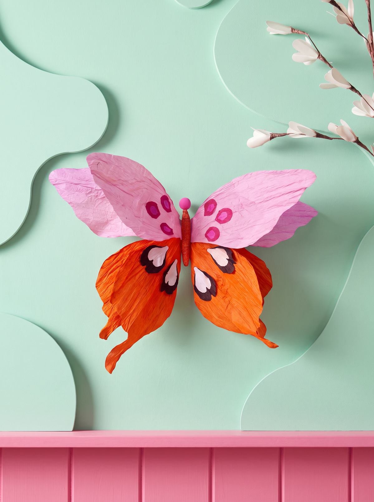 Handmade Paper Dancing Butterfly Orange