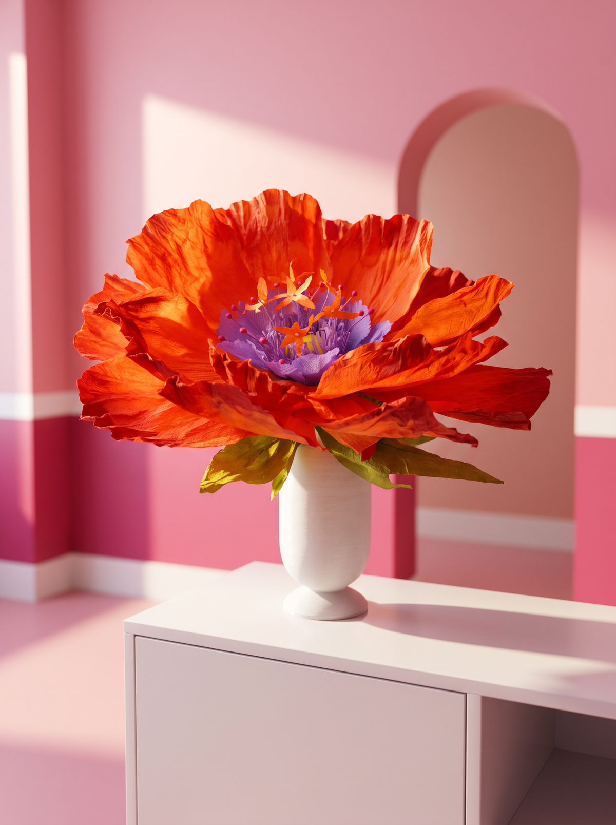 Handmade Paper Dancing flower - Orange