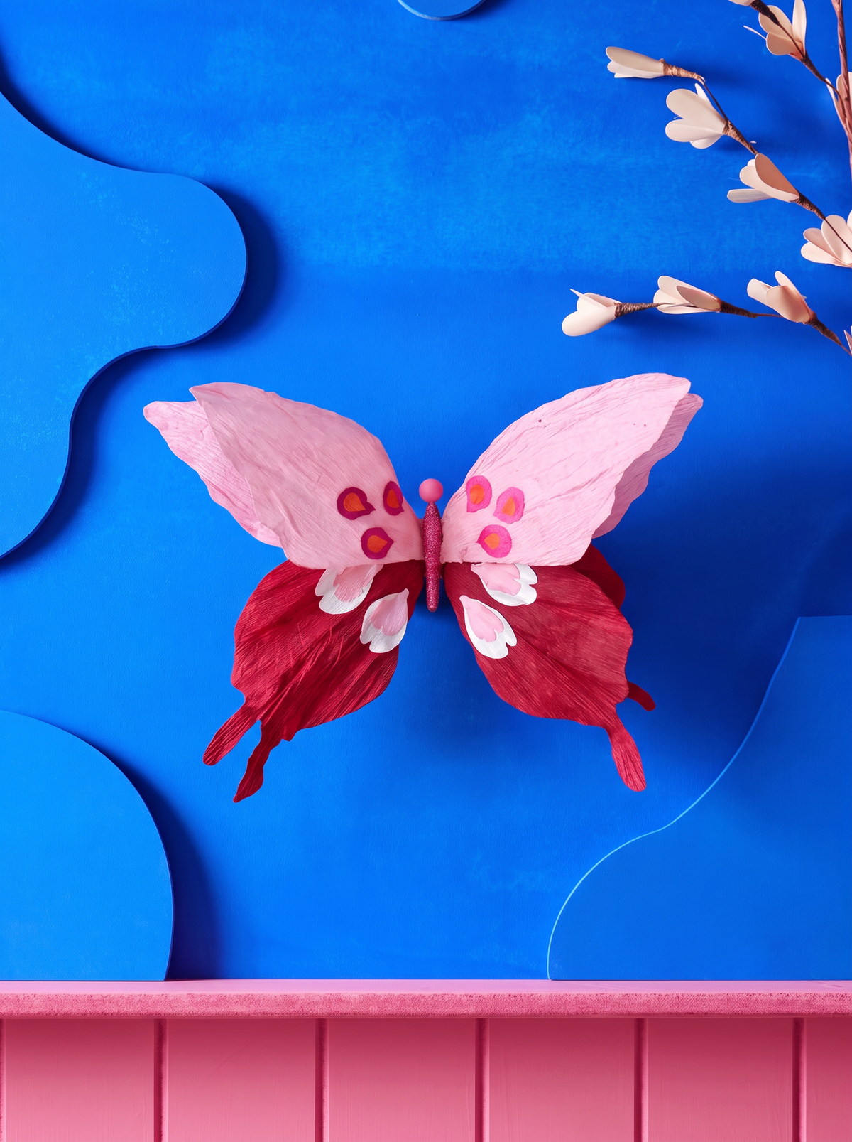 Handmade Paper Dancing Butterfly Magenta