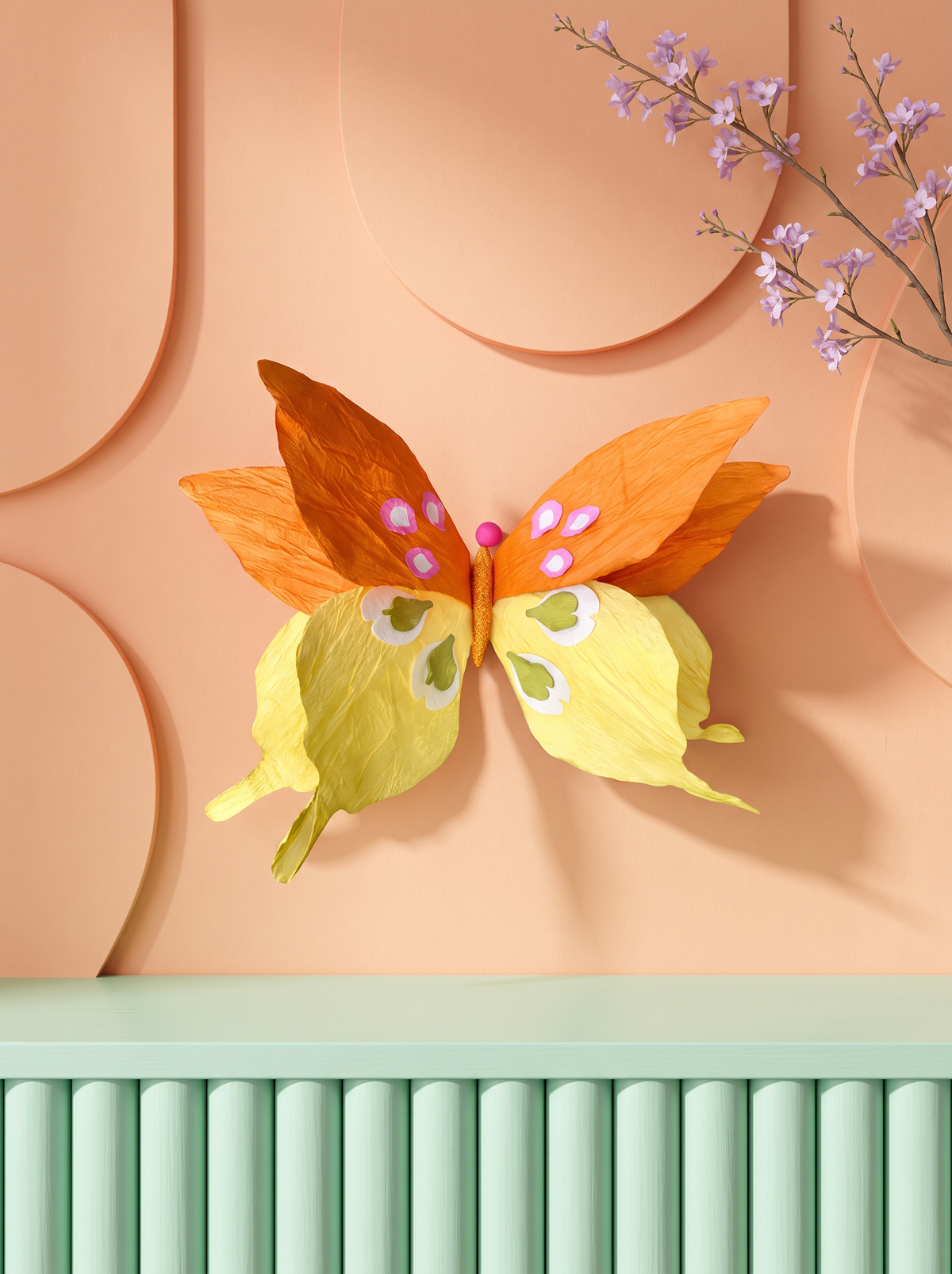 Handmade Paper Dancing Butterfly Yellow