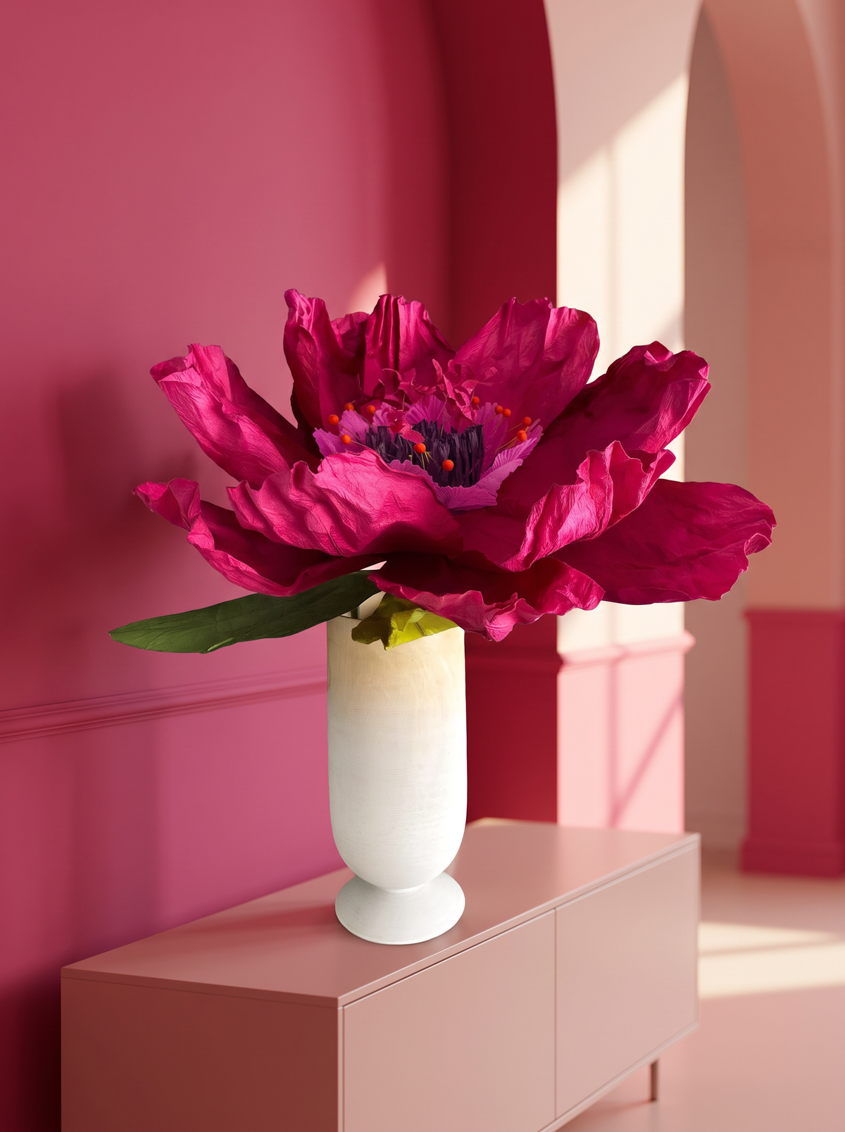 Handmade Paper Dancing flower - Magenta