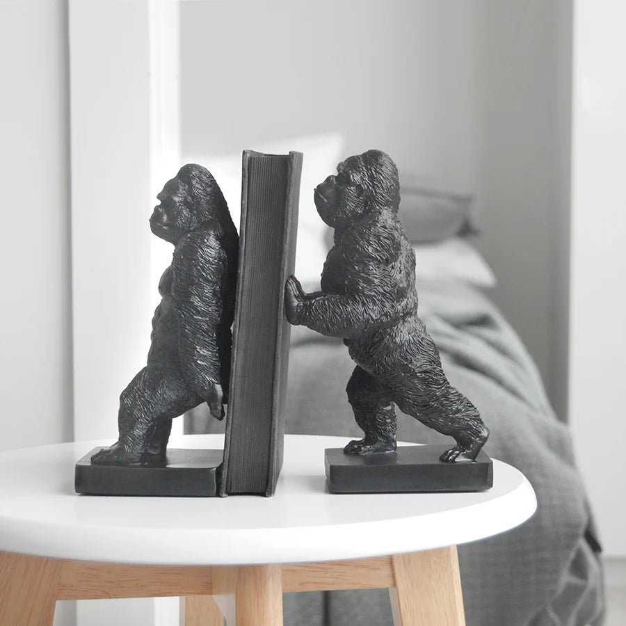 Gorilla Bookend Set - Black-Little Fish Co.