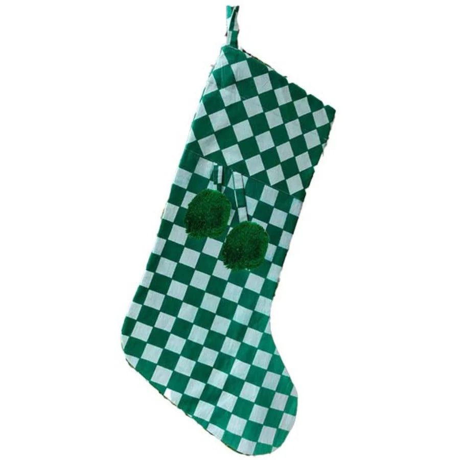 Green Checkered Stocking-Fun-Little Fish Co.