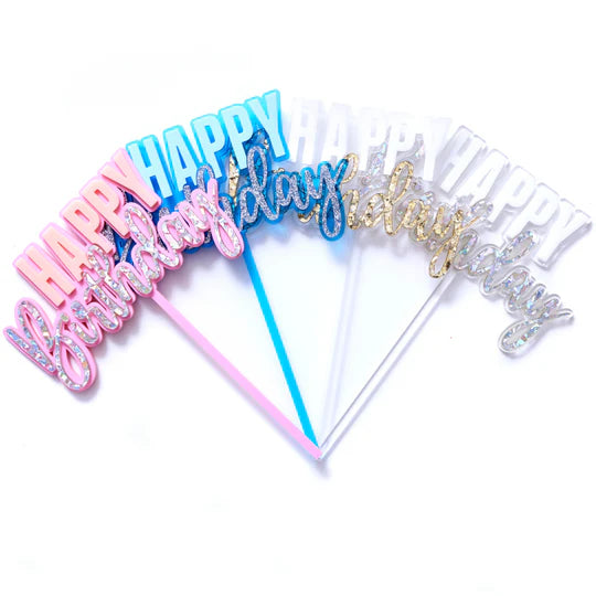 Happy Birthday Cake Topper (various colours)-Little Fish Co.