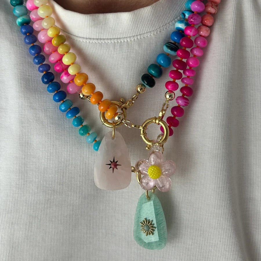 Bright Natural Stone Beaded Necklace - Blue Quartz