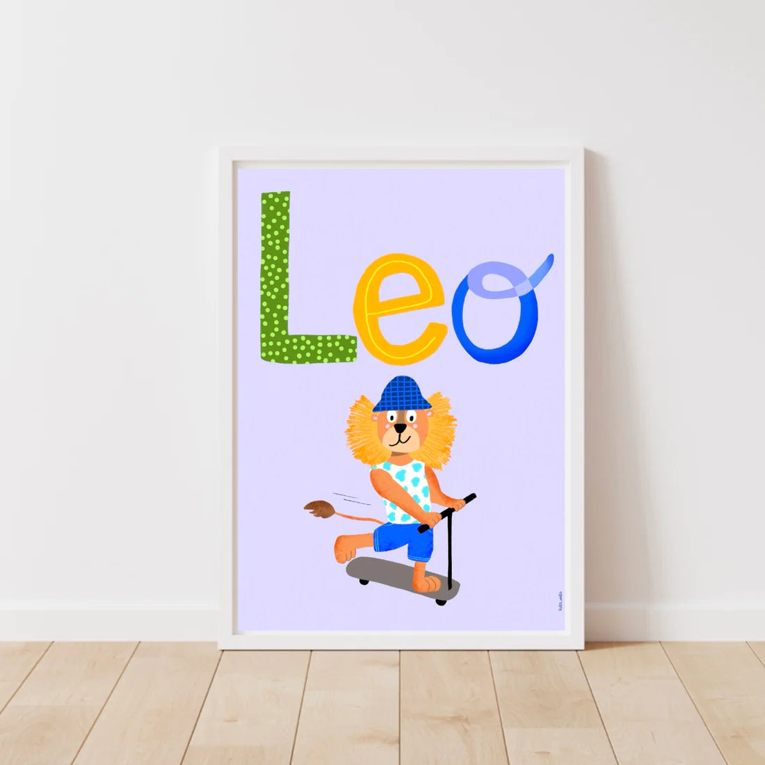 Custom Name Print - Lion on scooter-Little Fish Co.