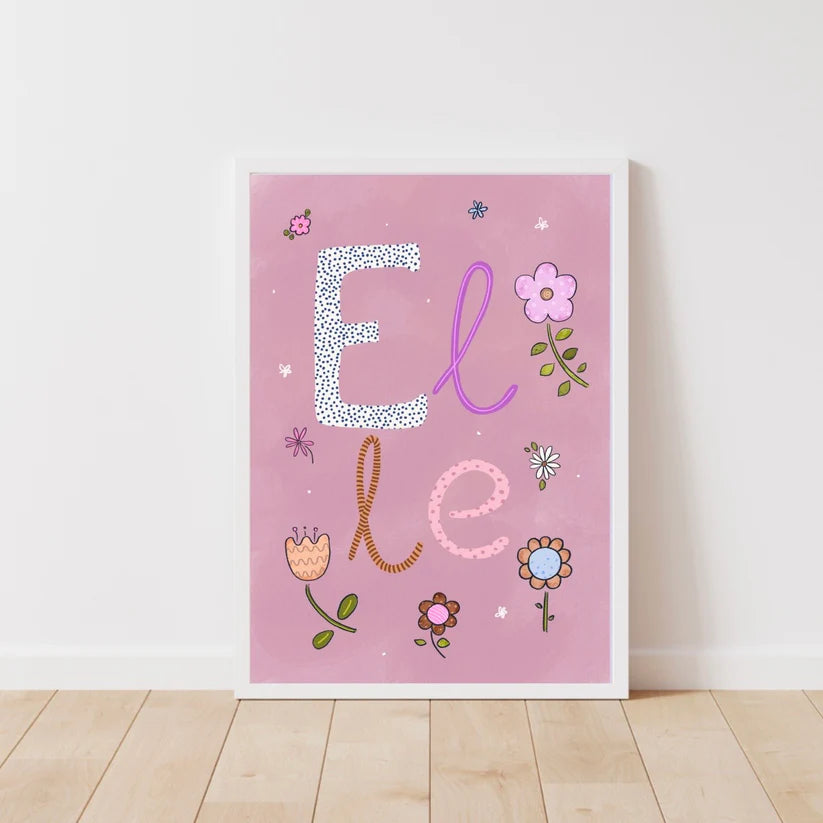 Custom Name Print - Floral-Little Fish Co.