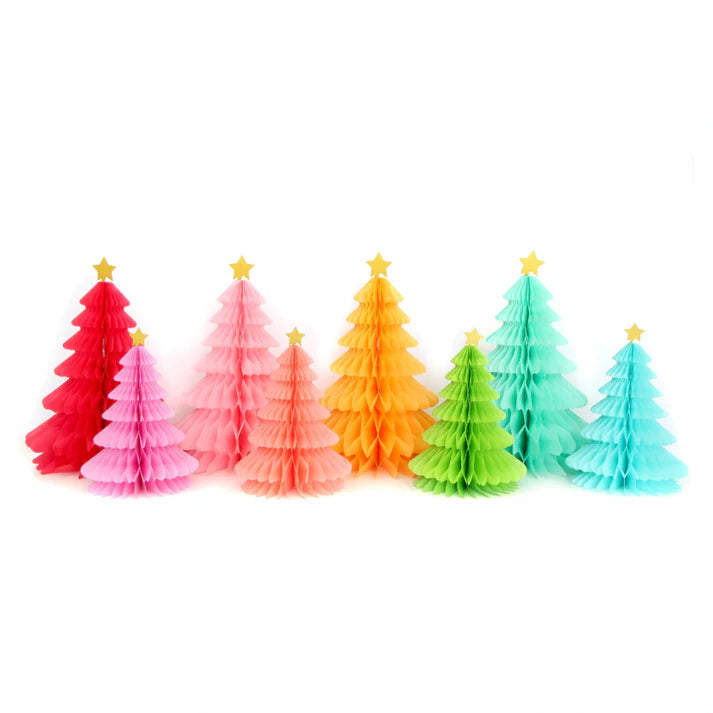 Rainbow Trees Honeycomb Christmas Decorations - Pack of 8-Top 30 Christmas-Little Fish Co.