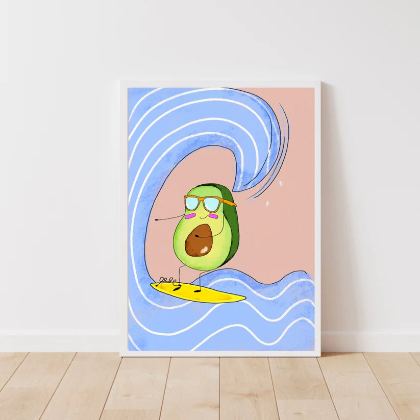 Surfing Avo-Top 30 Art-Little Fish Co.