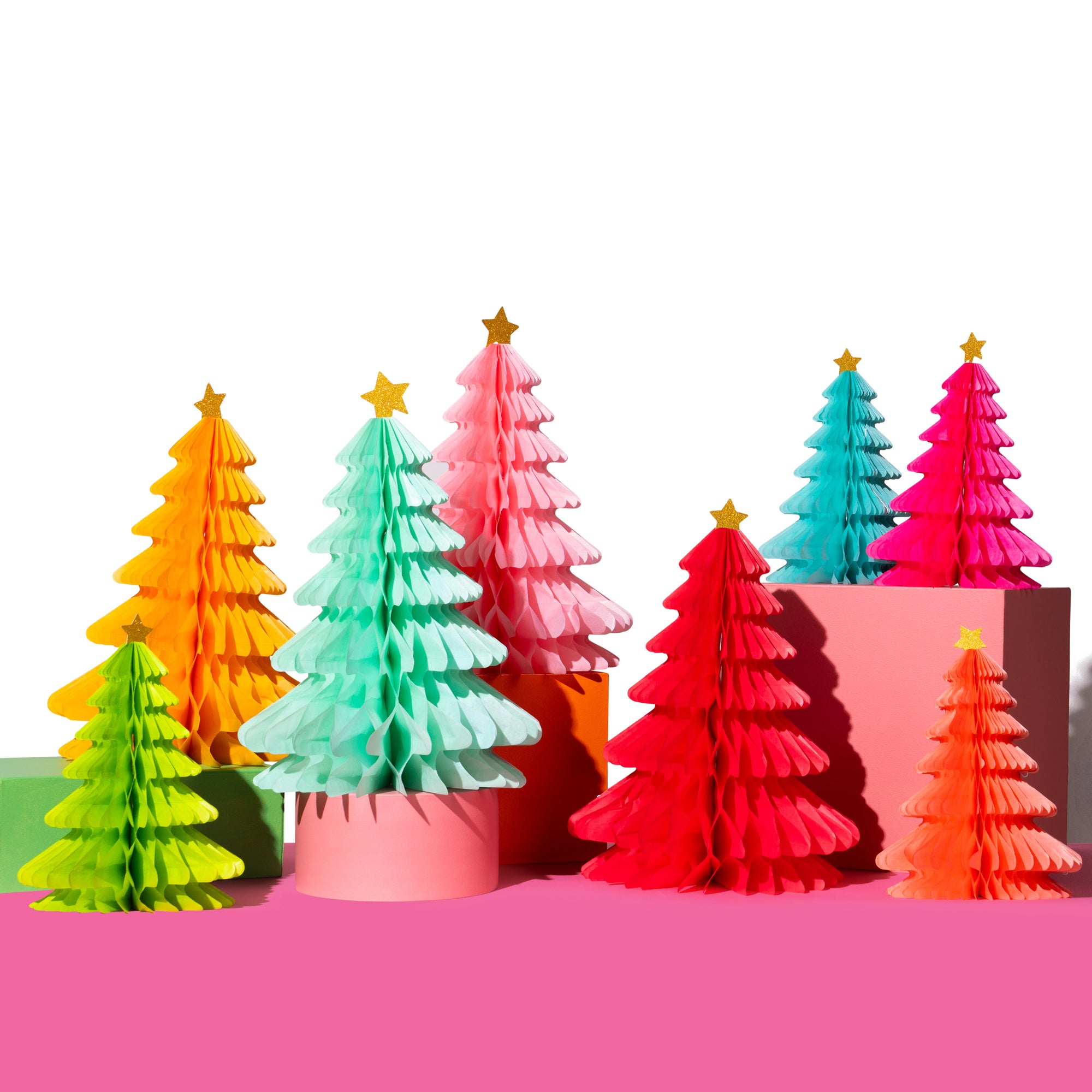 Rainbow Trees Christmas Honeycomb decorations-Top 30 Christmas-Little Fish Co.