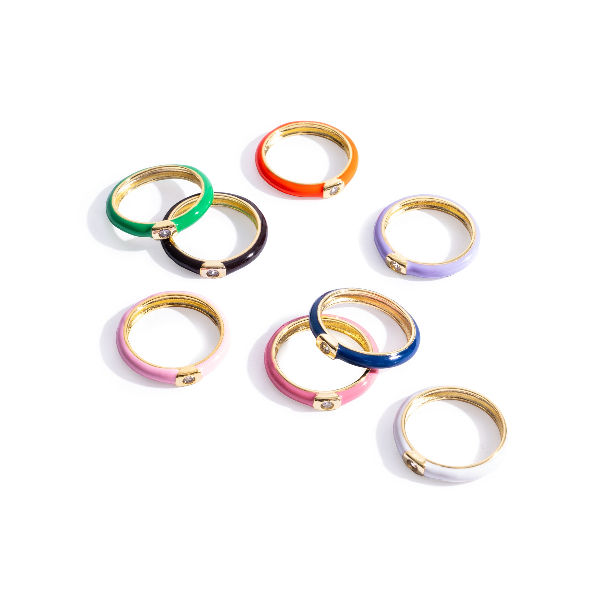 24K Gold plated enamel stacking ring-Little Fish Co.
