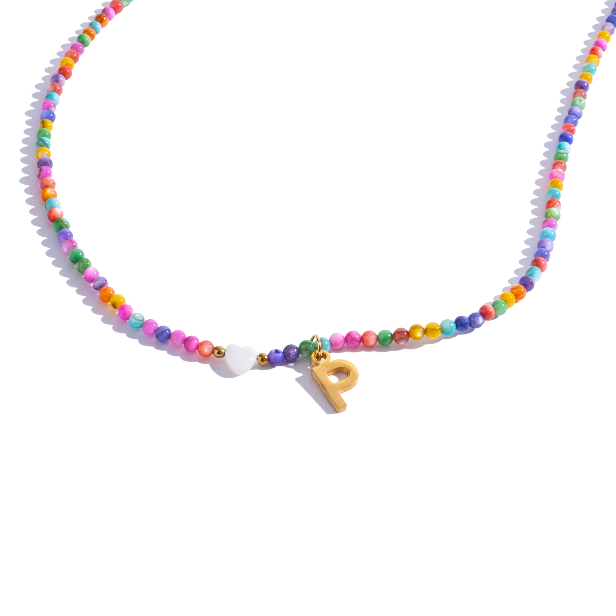 Initial shell bead necklace-Little Fish Co.