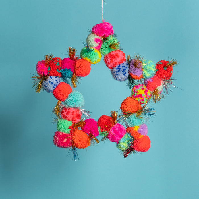 Pom Pom star hanging multi-Little Fish Co.