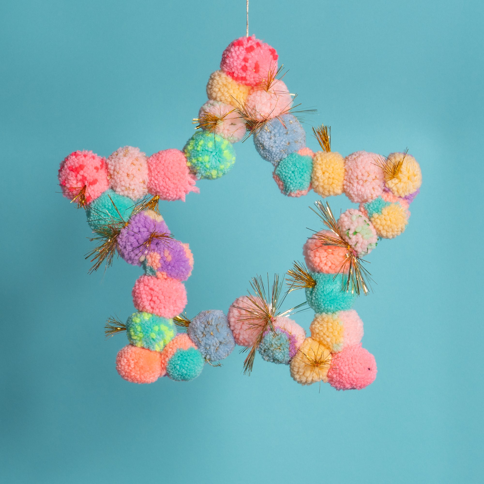Pom Pom star hanging pastel-Little Fish Co.