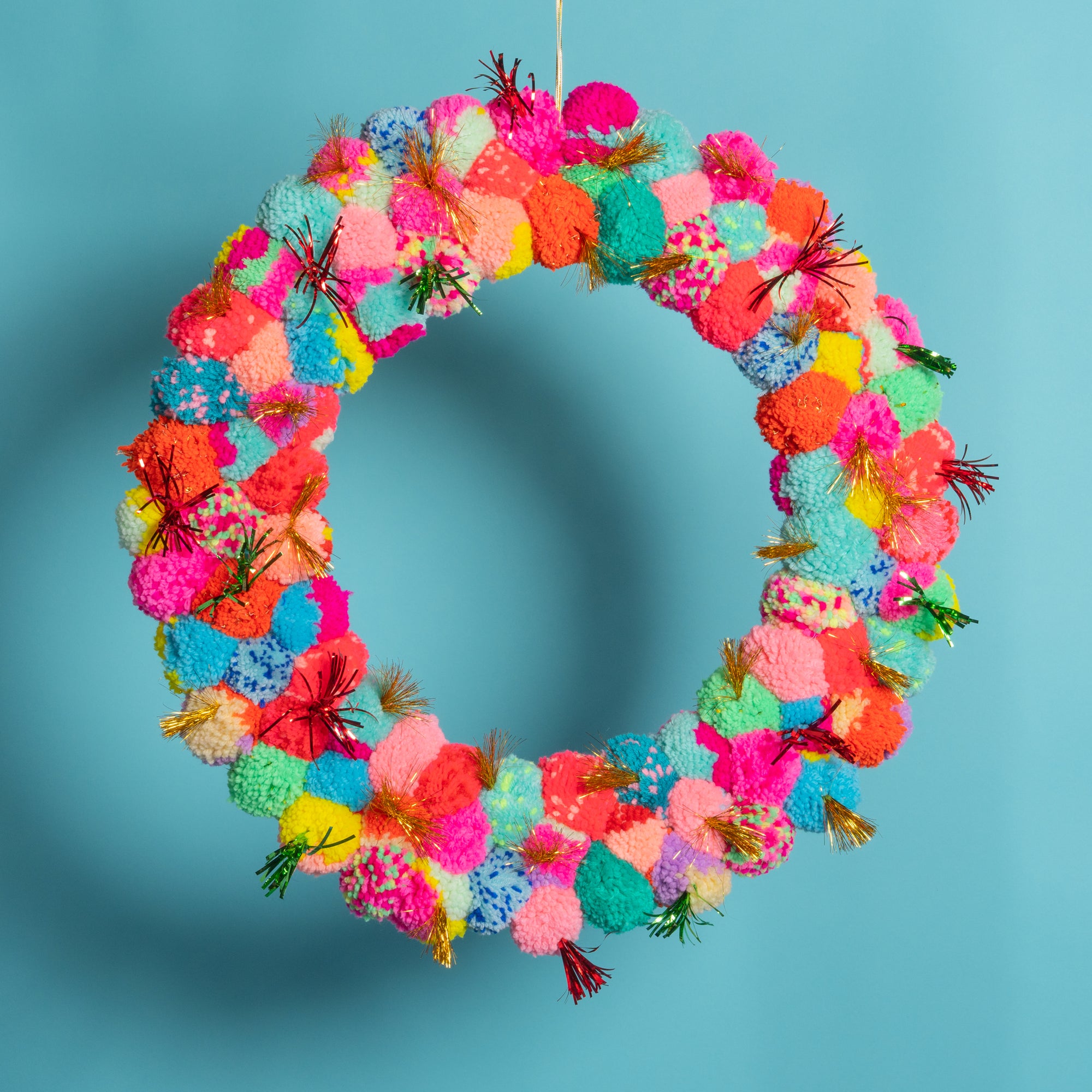 Large Pom Pom wreath with metallic - Multi-Little Fish Co.