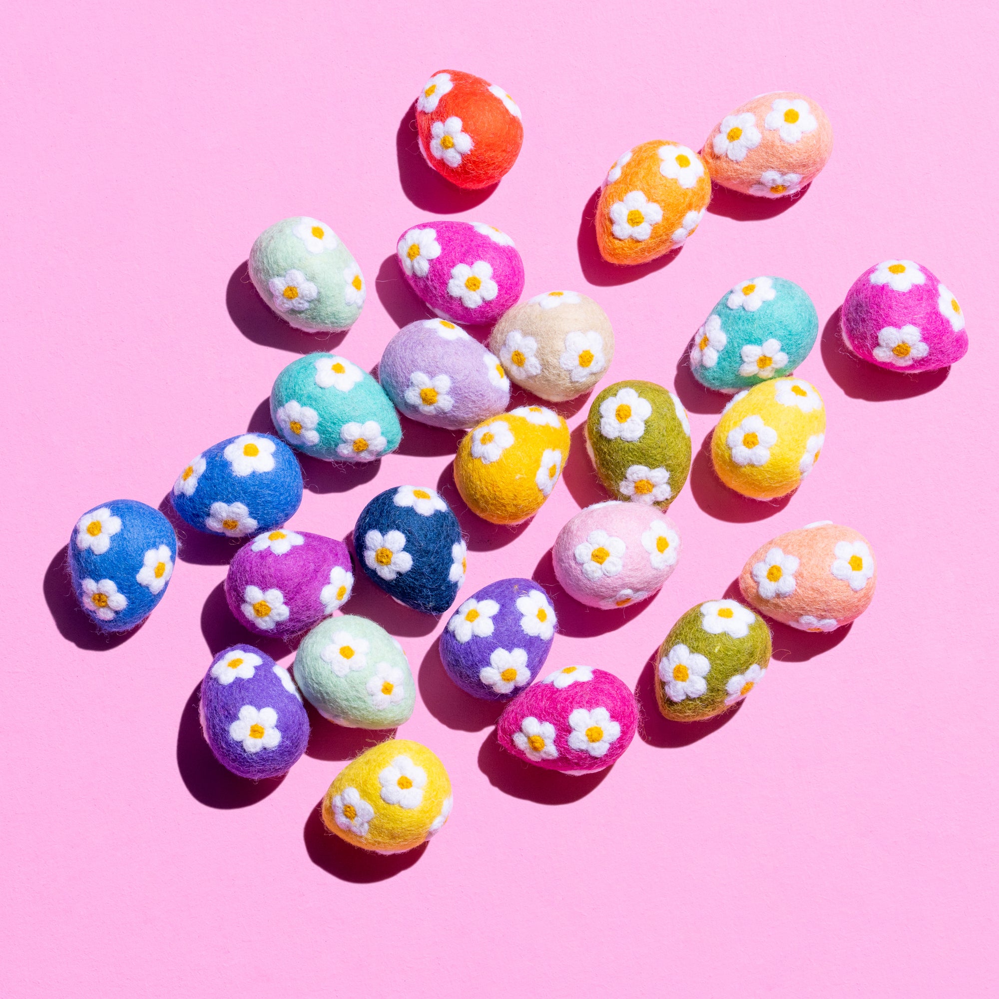 Fair Trade Embroidered Flower Felt Easter Eggs - Colours assorted-Little Fish Co.