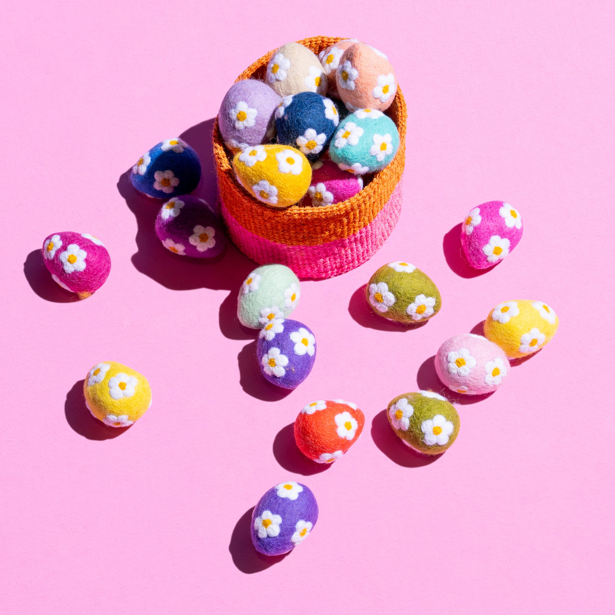 Fair Trade Embroidered Flower Felt Easter Eggs - Colours assorted-Little Fish Co.