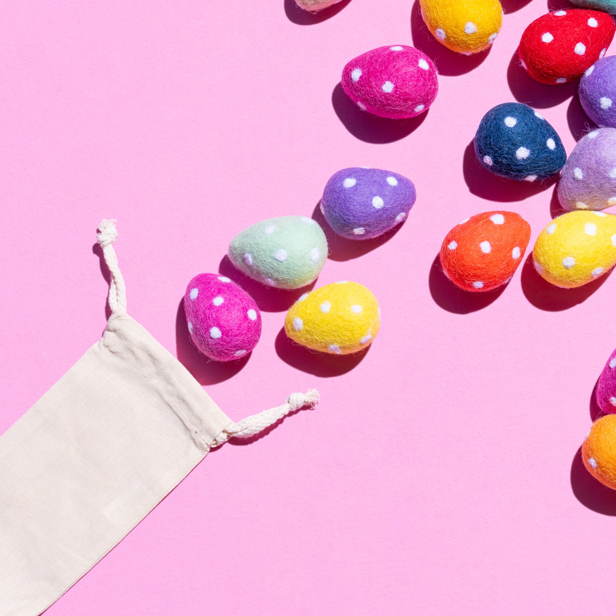 Fair Trade Spotty Felt Easter Eggs - Colours assorted-Little Fish Co.