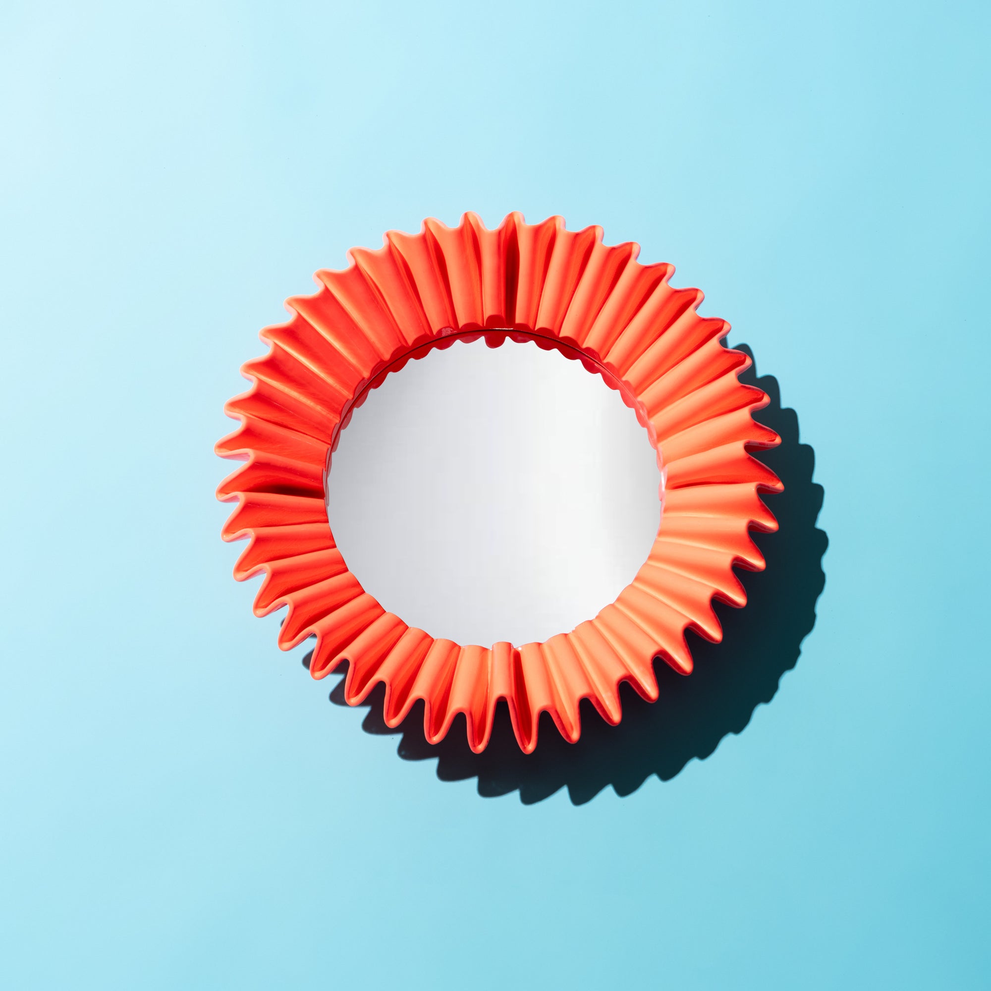 The Plaza crinkle mirror - Hot orange gloss Ship November-Little Fish Co.