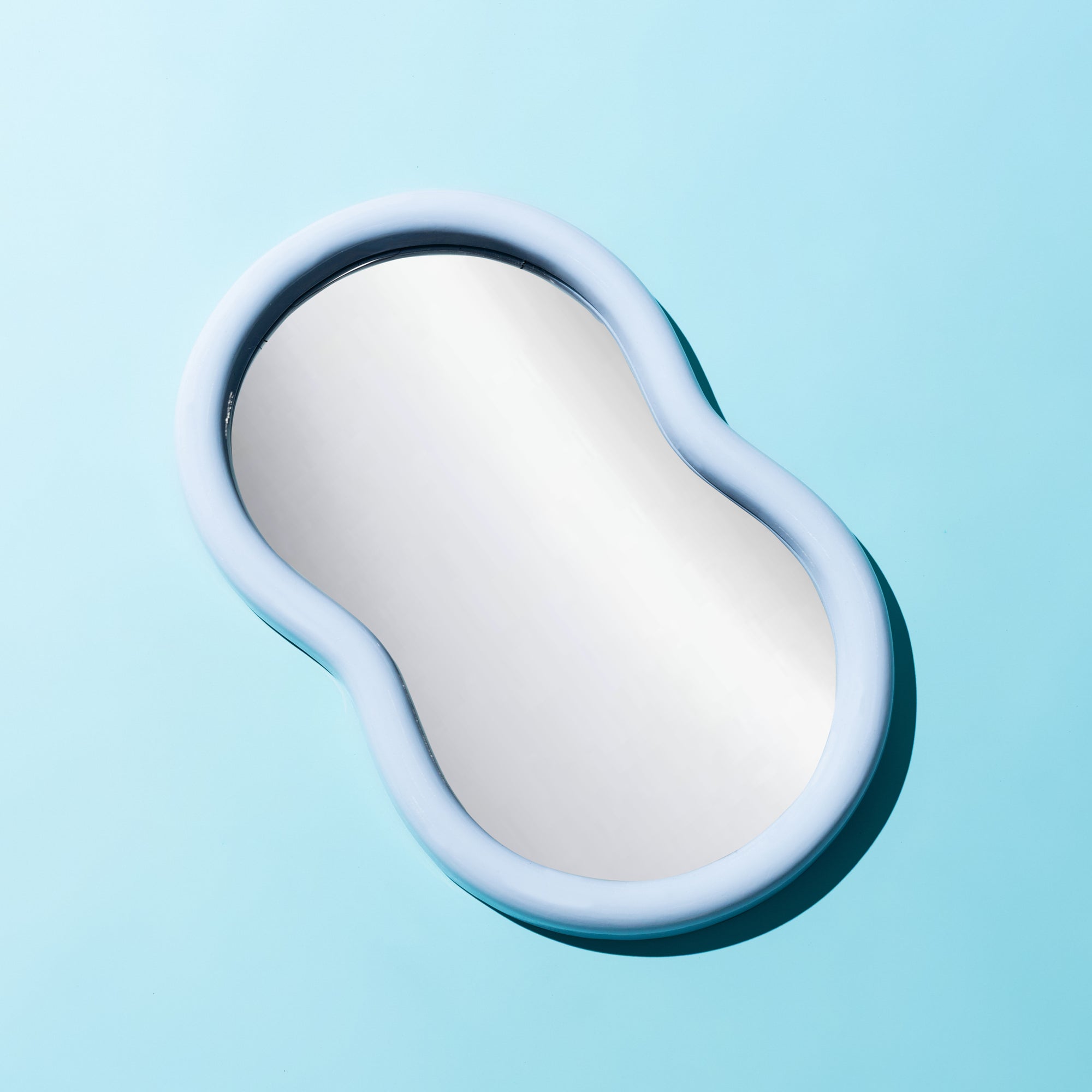 The Waldorf Jelly bean mirror - Light Blue gloss Ship November-Little Fish Co.