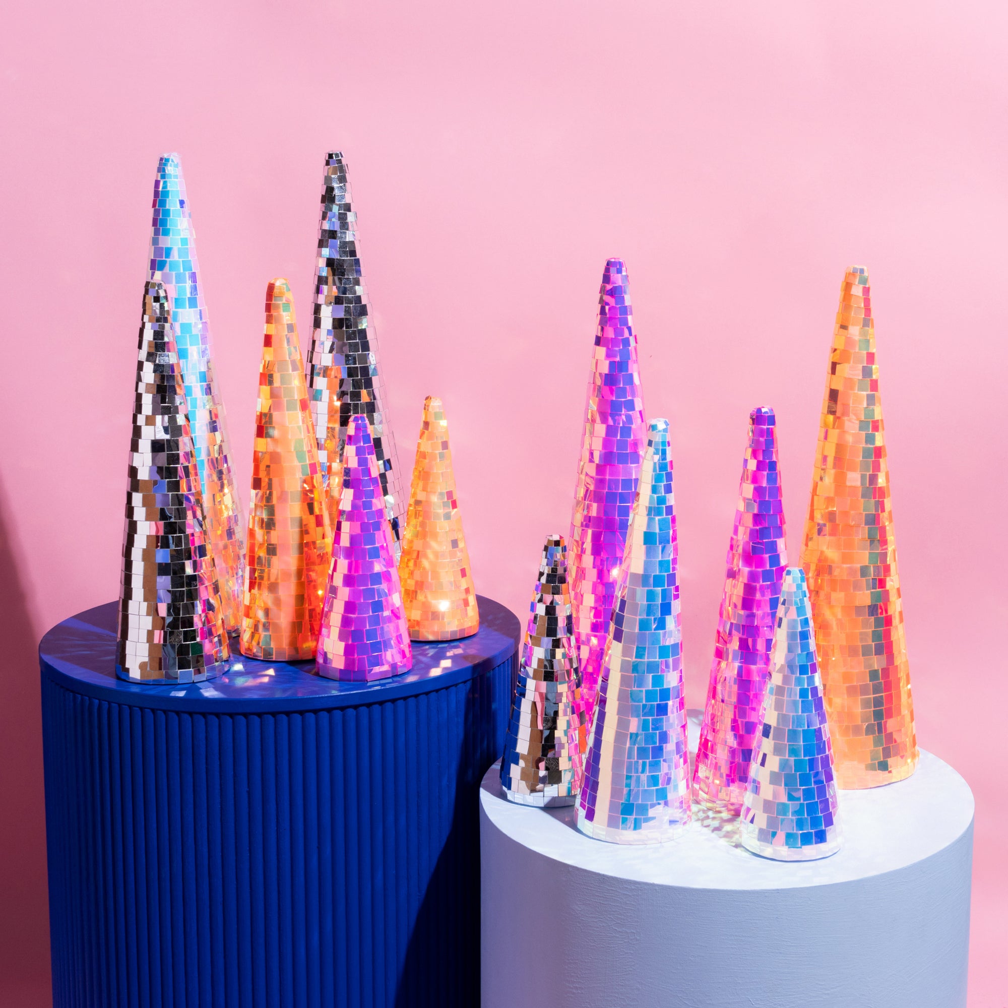 " Twinkle Tree" Family Set of 3 disco ball trees - Orange-Top 30 Christmas-Little Fish Co.
