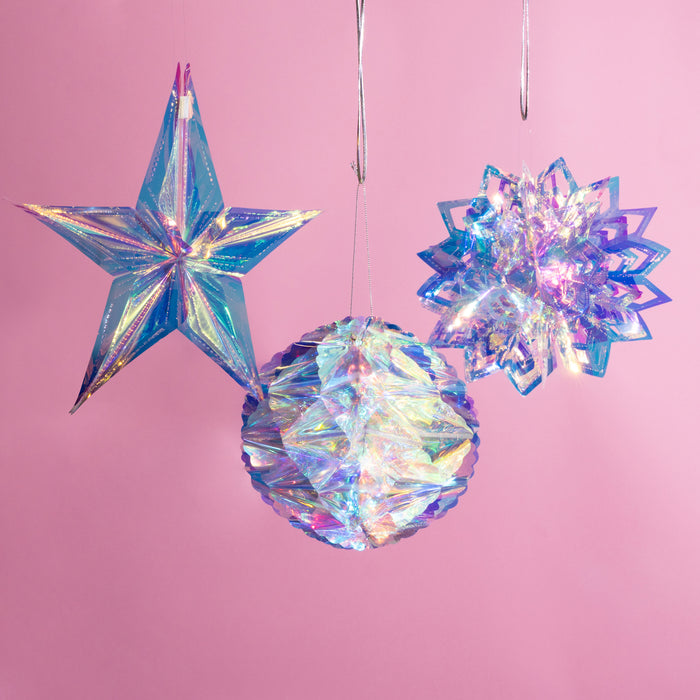 Hanging iridescent film decorations - styles various-Top 30 Christmas-Little Fish Co.