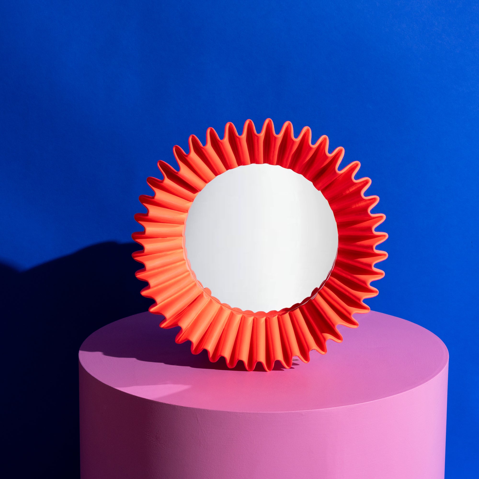 The Plaza crinkle mirror - Hot orange gloss Ship November-Little Fish Co.