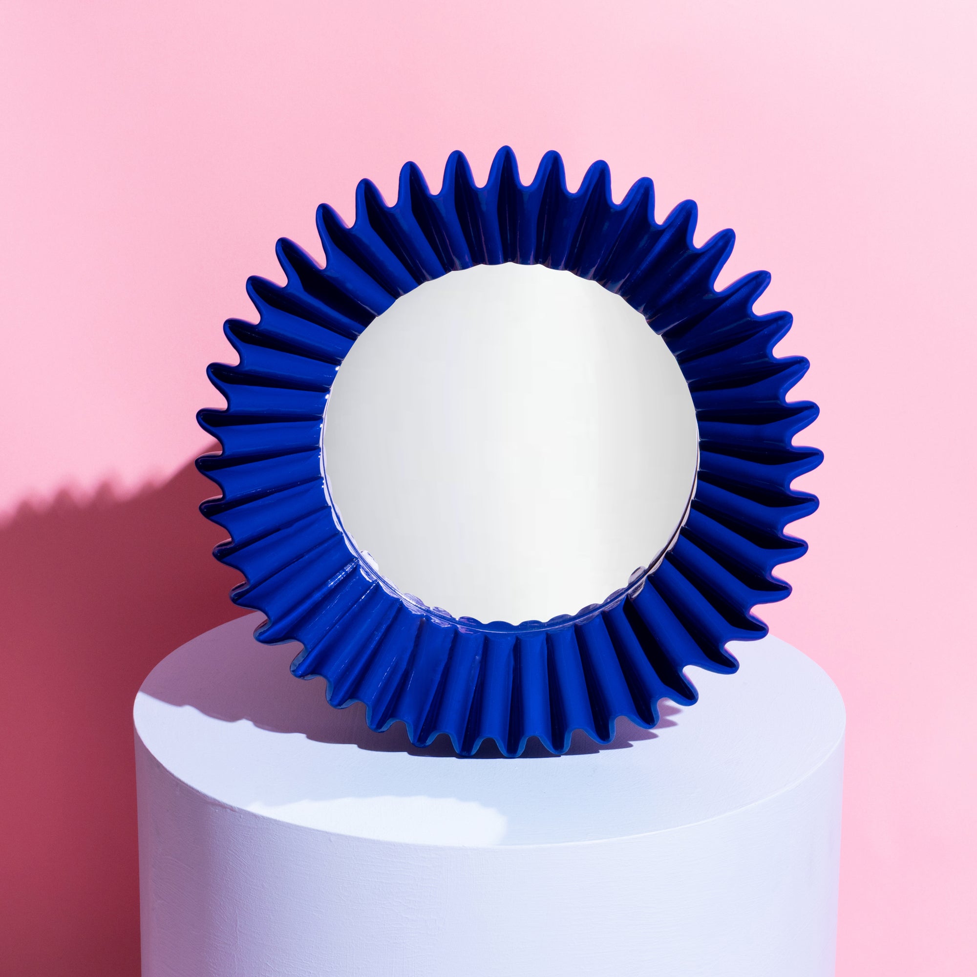 The Plaza crinkle mirror - Cobalt blue gloss Ship November-Little Fish Co.