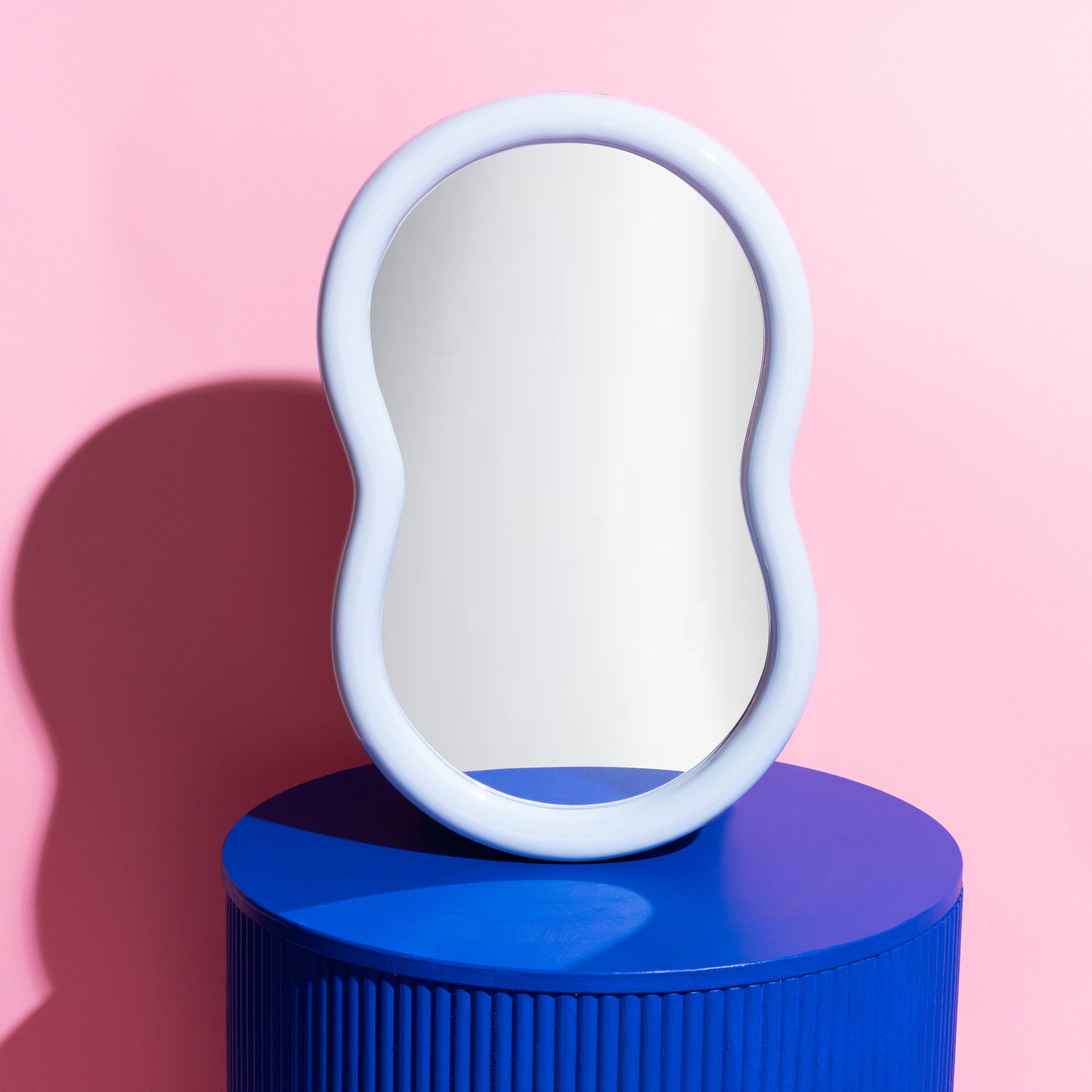 The Waldorf Jelly bean mirror - Light Blue gloss Ship November-Little Fish Co.