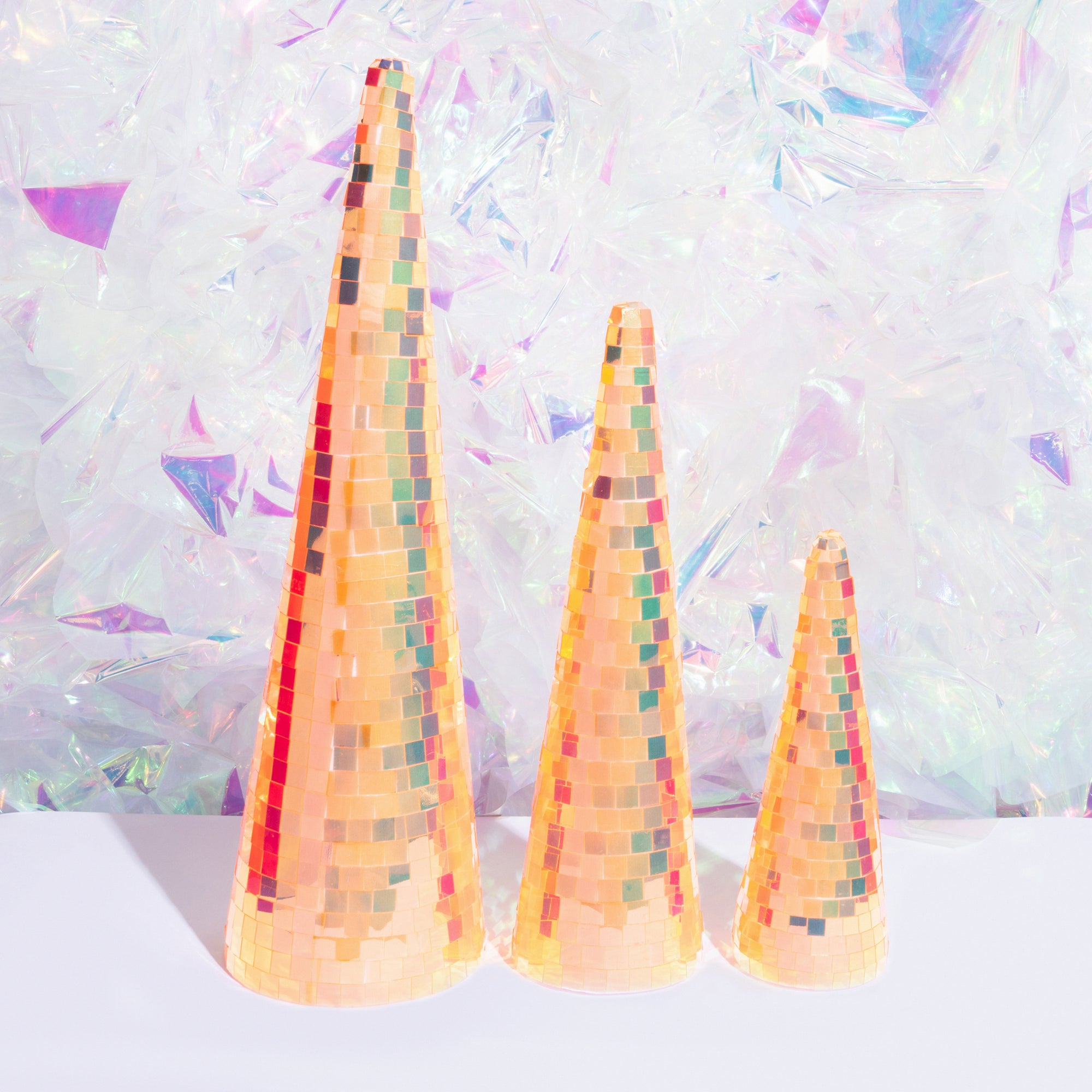 " Twinkle Tree" Family Set of 3 disco ball trees - Orange-Top 30 Christmas-Little Fish Co.