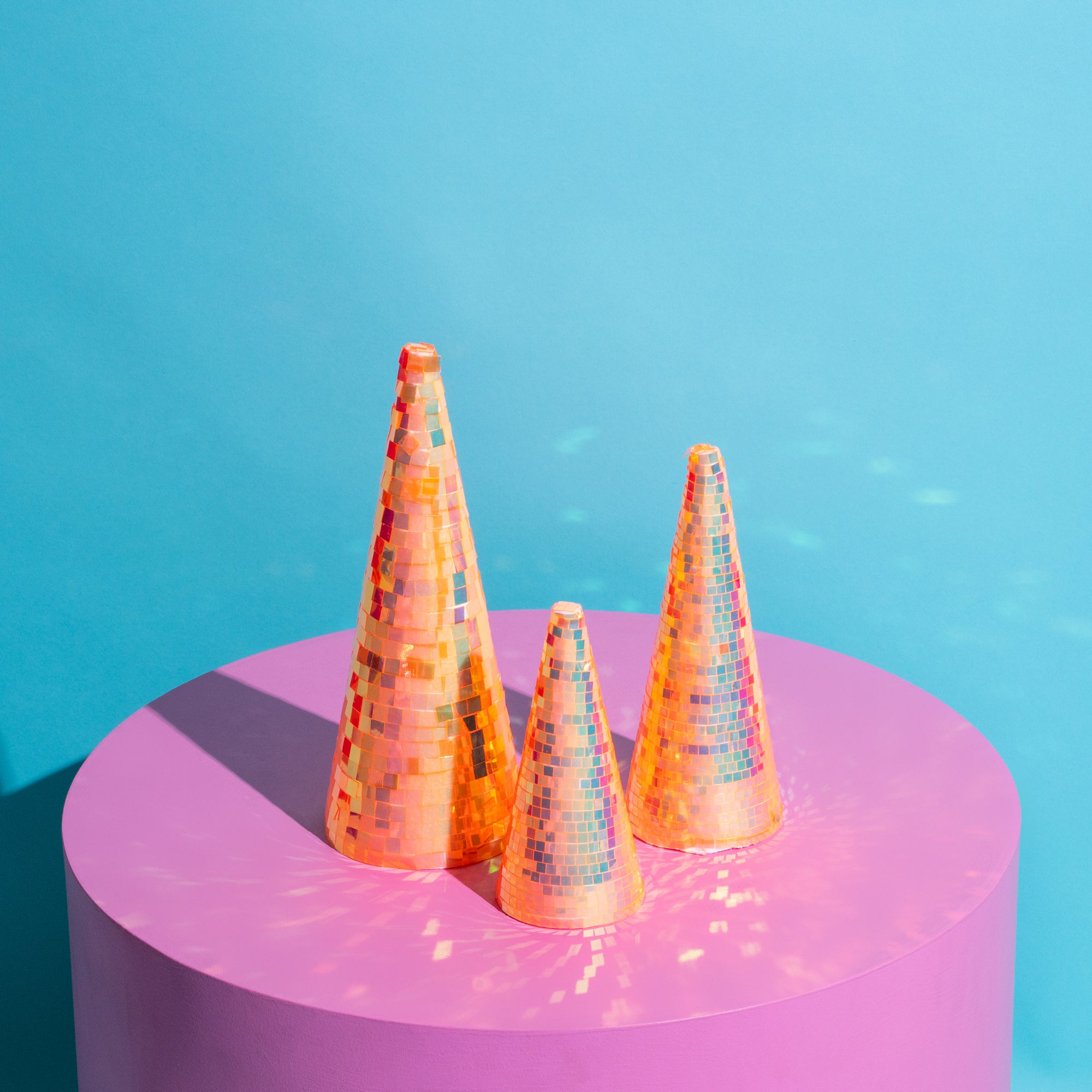 "Twinkle Tree" Family Set of 3 disco ball trees - Orange-Top 30 Christmas-Little Fish Co.