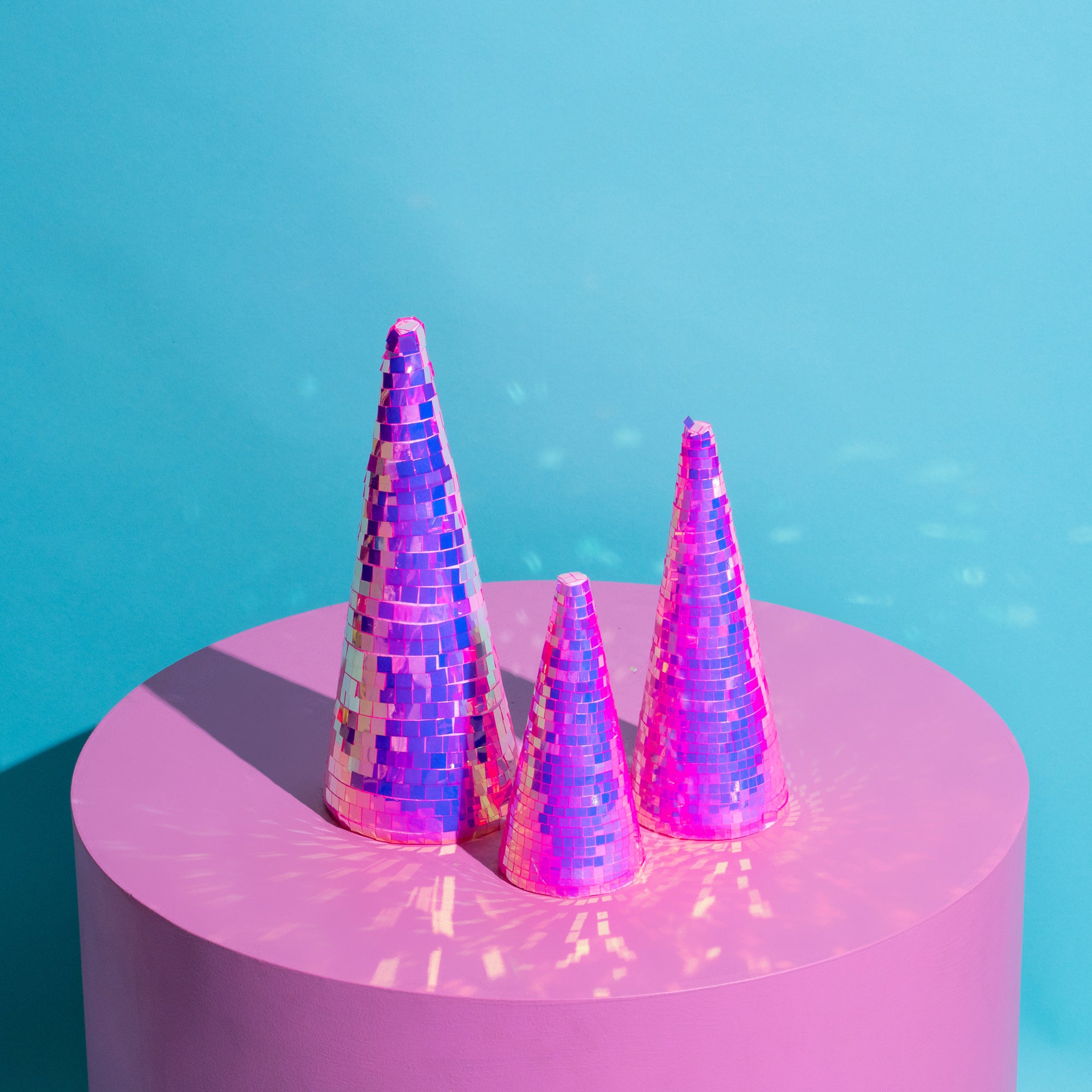 "Twinkle Tree" Family Set of 3 disco ball trees - Pink-Top 30 Christmas-Little Fish Co.