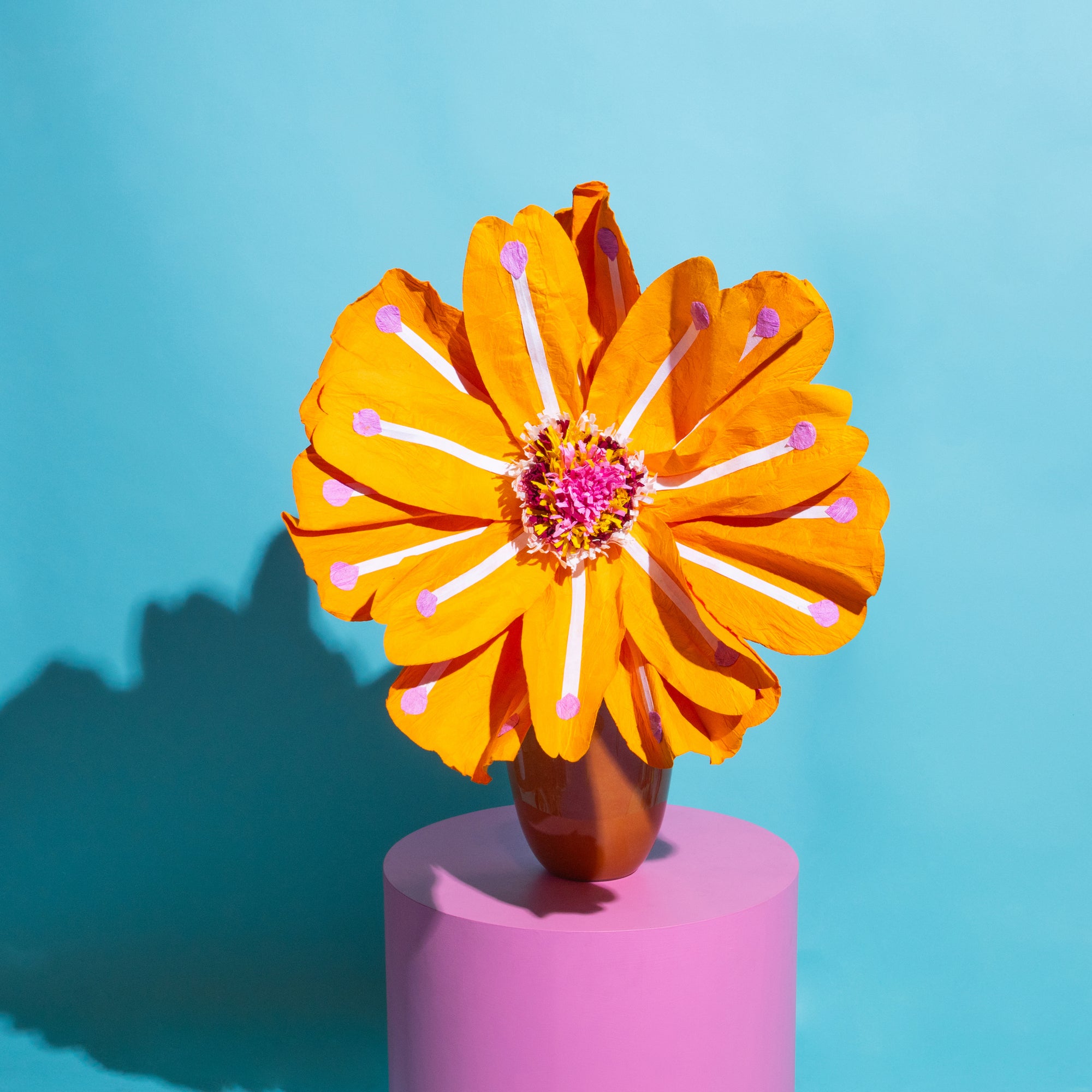 Coral Flower Marigold-Paper Flowers-Little Fish Co.