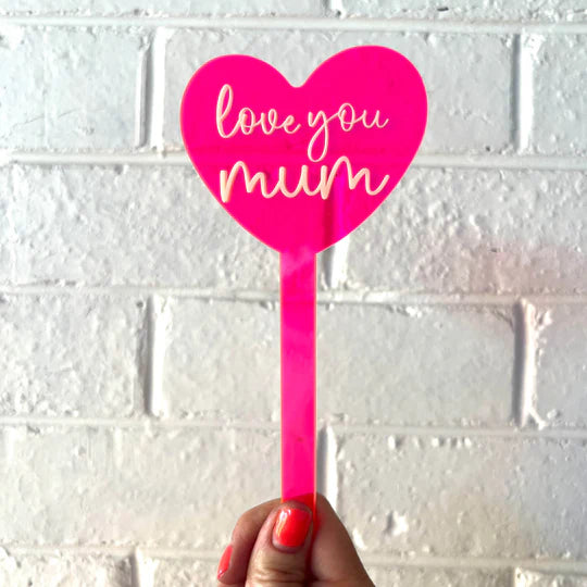 'Love you Mum' Heart Plant Stake-Little Fish Co.