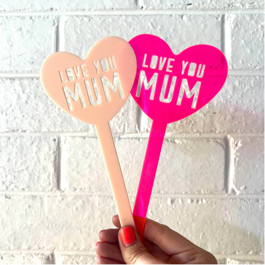 Love you mum plant heart stakes-Little Fish Co.