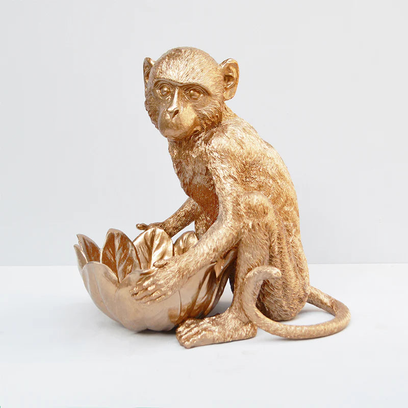 Resin Monkey Bowl - Gold-Little Fish Co.