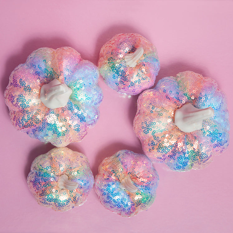 Sequin Pastel Pumpkins set of 5-Fun-Little Fish Co.